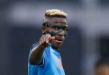 Victor Osimhen with the thumbs up after scoring for Napoli