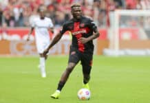 Victor Boniface in action for Leverkusen