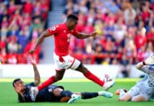 Taiwo Awoniyi in action for Nottingham Forest