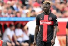 Victor Boniface in action for Bayer Leverkusen