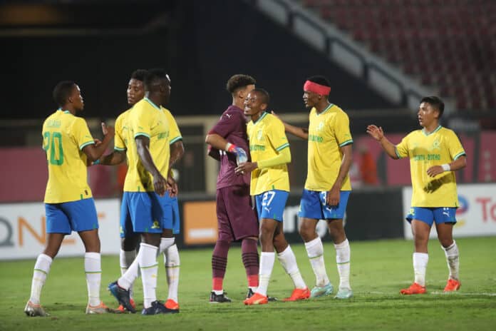 Mamelodi Sundowns players shaking hands