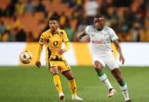 Kaizer Chiefs vs AmaZulu: Mbongeni Gumede of AmaZulu challenged by Tebogo Potsane of Kaizer Chiefs during the DStv Premiership 2023/24 match