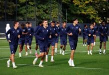 Gent players training ahead of their Conference League game on Thursday