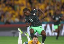 Super Falcons Christy Ucheibe and Matilda's Caitlin