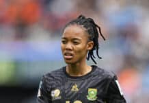Linda Motlhalo in action for Banyana Banyana