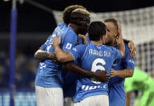 Osimhen celebrating with napoli team mates