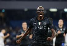Osimhen celebrates scoring a goal against Fiorentina