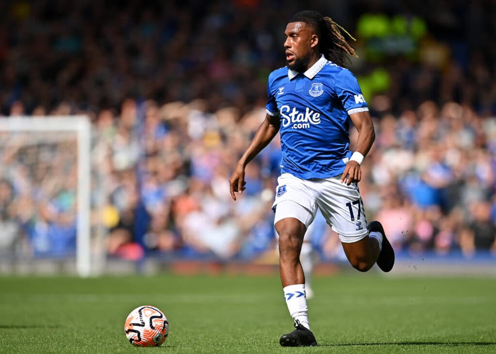 Alex Iwobi strutting out for Everton