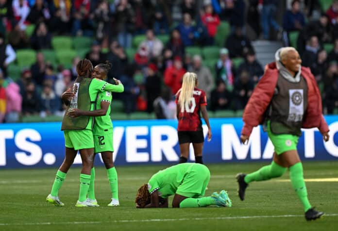Super Falcons squad celebrate against Canada