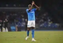 Victor Osimhen of SSC Napoli celebrates after scoring during the Serie A